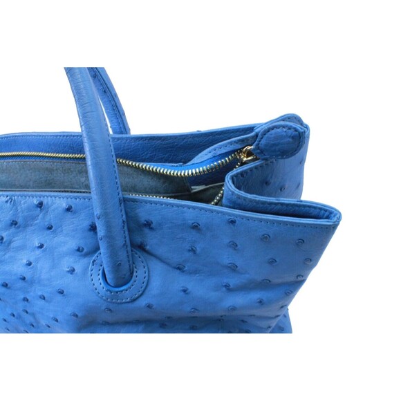 🔥 WH Petronela Blue Ostrich Handbag with Dust Bag - Luxurious Exotic Leather 🔥 - Picture 9 of 16
